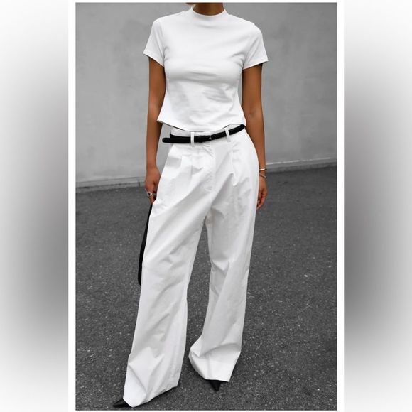 The Frankie Shop Pants - The Frankie Shop JAYDEN WIDE PANTS - WHITE